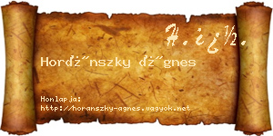 Horánszky Ágnes névjegykártya